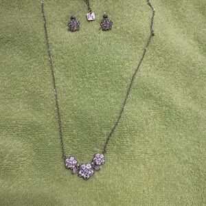 Park Lane Elegant Silver Floral Necklace and Earring Set